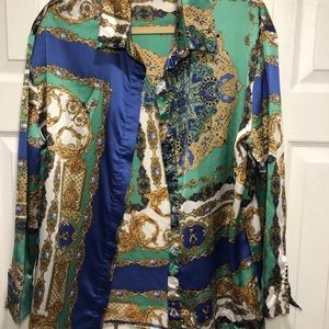 Funky Satin Button Down